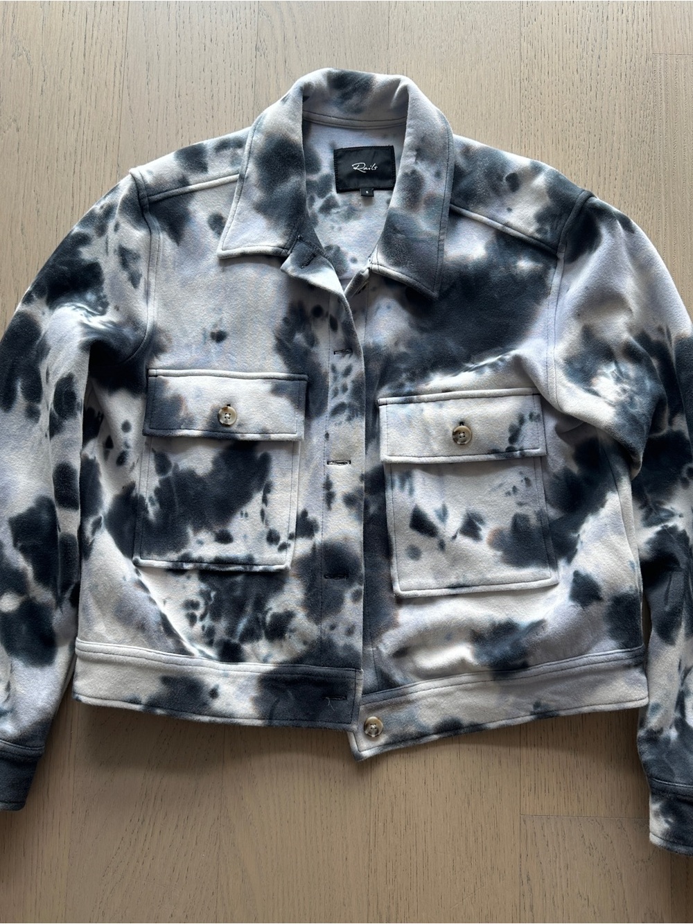 Rails Women's Navy and Charcoal Tie-Dye cropped Jacket - size S